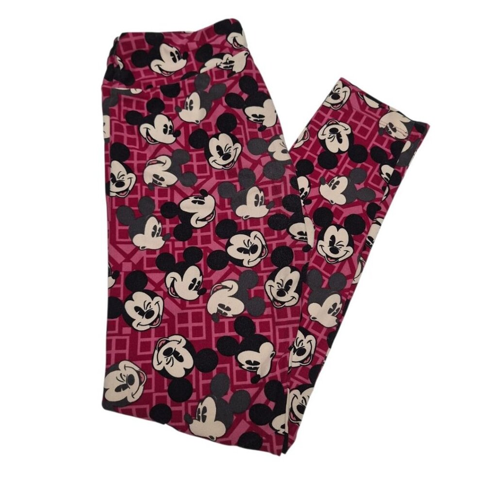 Lularoe Disney Leggings Mickey Mouse Pink‎ One Size Standard Womens Soft Pink